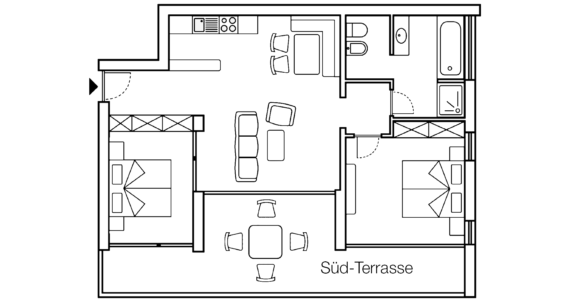 Appartemento 1-4 | Le planimetrie sono schematiche, sono possibili piccole modifiche strutturali.